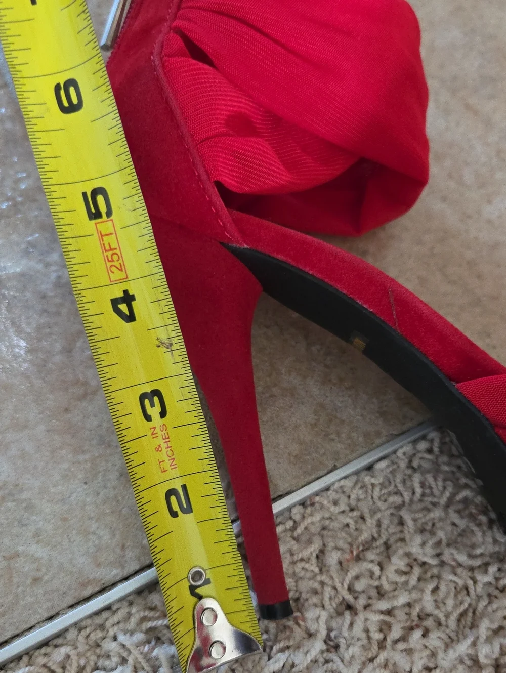 Anne Michelle Red High Heel Ankle-Strap Sandals